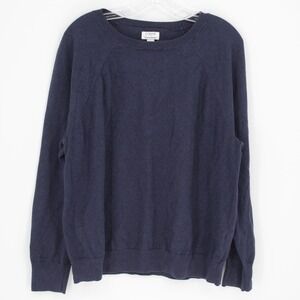 J.Crew Women's Navy Cotton Cashmere Blend Raglan Crewneck Sweater Size M